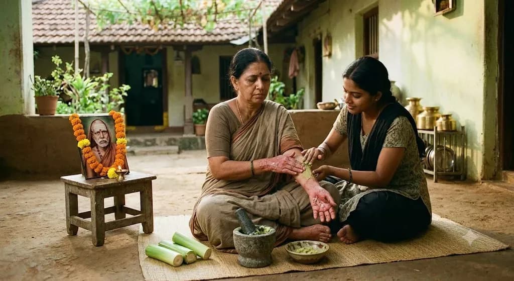 అనారోగ్యం – అరటిదూట | కంచి పరమాచార్య అనుగ్రహంతో చర్మవ్యాధి నివారణ — ప్రముఖ హిందువులు
