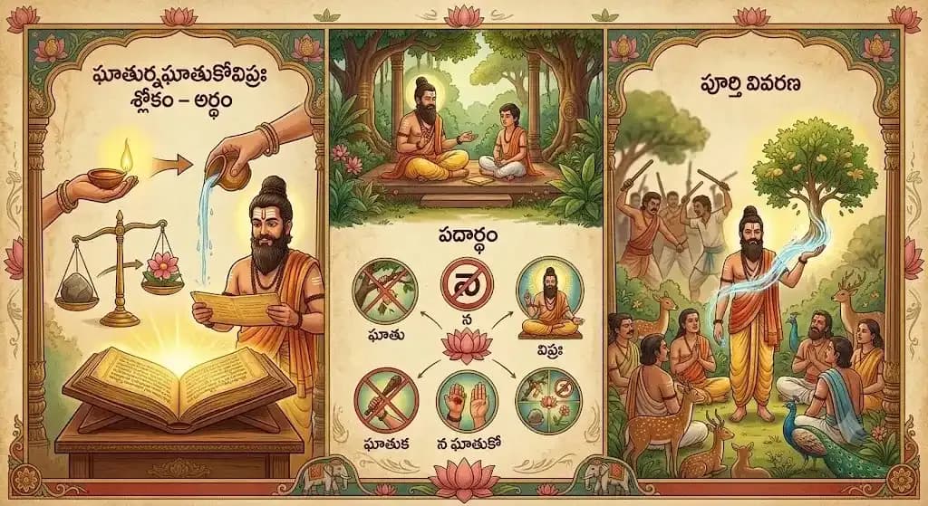 ఘాతుర్నఘాతుకోవిప్రః శ్లోకం – అర్థం, పదార్థం మరియు పూర్తి వివరణ — పూజలు, శ్లోకాలు, మంత్రాలు