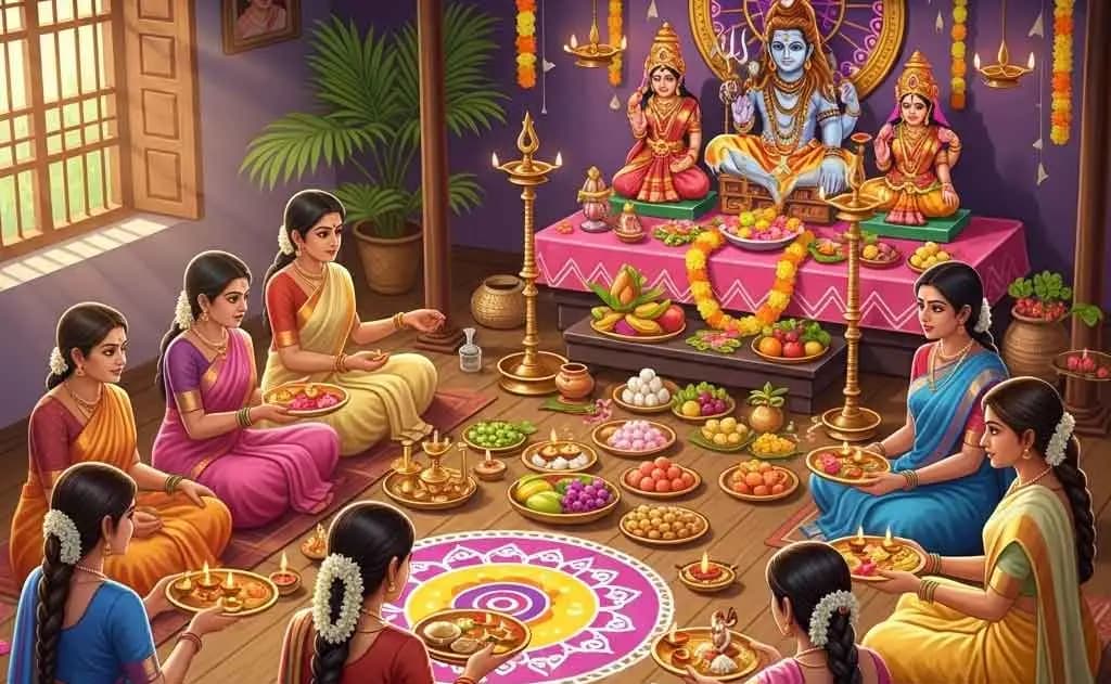 తదియ నోములు, షోడశ గౌరీ, హరితాళికా వ్రతము & వినాయక చవితి పండుగల వివరణ