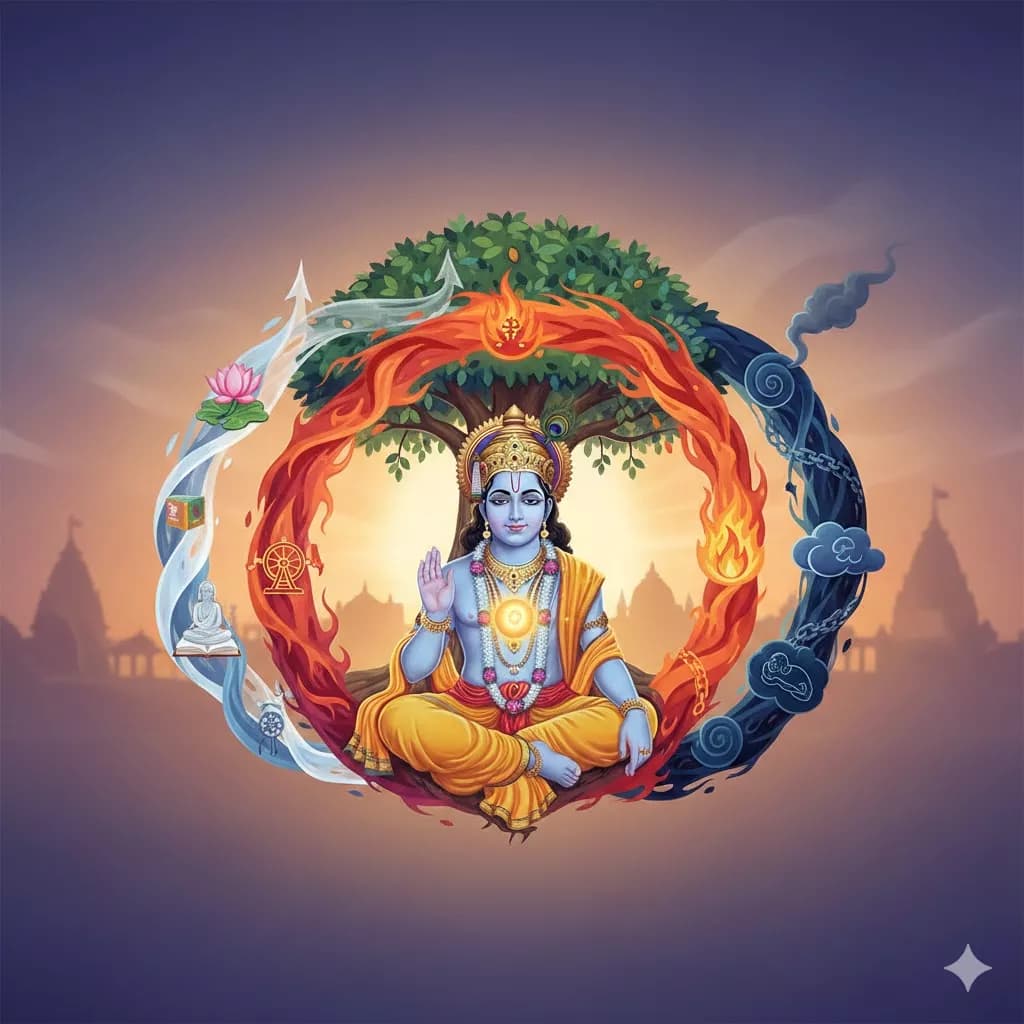 త్రిగుణ సిద్ధాంతం: సత్వ, రజస్, తమస్ గుణాల సమతుల్యత – శ్రీకృష్ణ ఉపదేశం