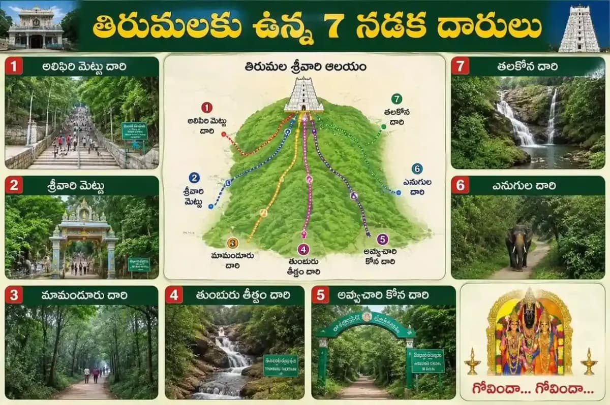 తిరుమలకు ఉన్న ఏడు (7) నడక దారులు – పూర్తి వివరాలు & ఆధ్యాత్మిక విశేషాలు — Temples