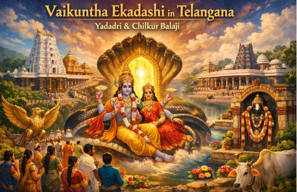తెలంగాణలో వైకుంఠ ఏకాదశి: యాదాద్రి & చిల్కూరు బాలాజీ — పండుగలు
