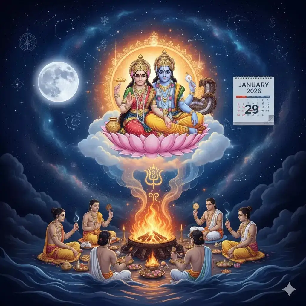 మాఘ పౌర్ణమి శ్రీ లక్ష్మీనారాయణ హోమం – 2026 లో పవిత్ర తిధి &amp; ఫలితాలు — స్తోత్రమ్, పూజలు, వ్రతాలు