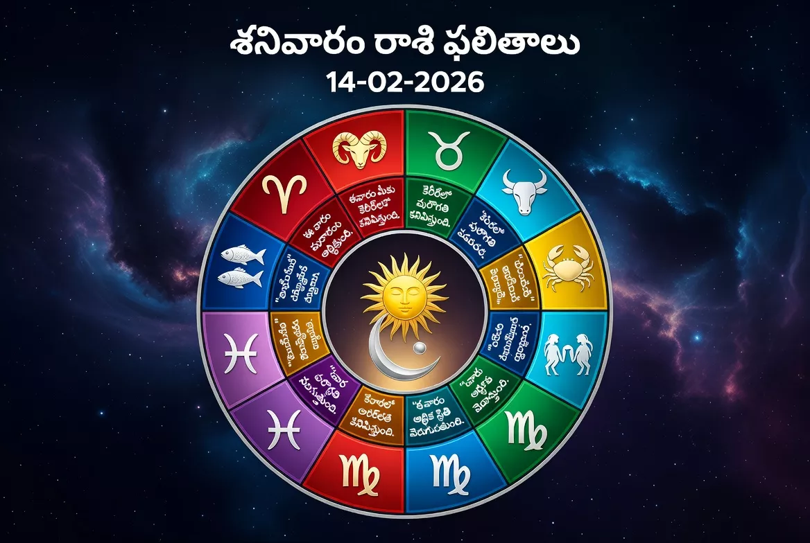 శనివారం రాశి ఫలితాలు 14-02-2026 – మేషం నుండి మీనం — homebanner