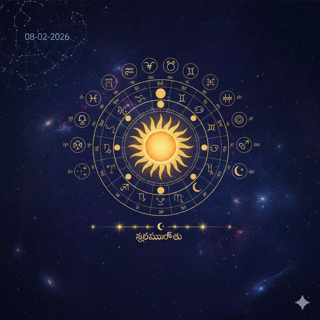 08-02-2026 దృగ్గణిత పంచాంగం: తిథి, నక్షత్రం, యోగం, కరణం, శుభముహూర్తాలు — homebanner
