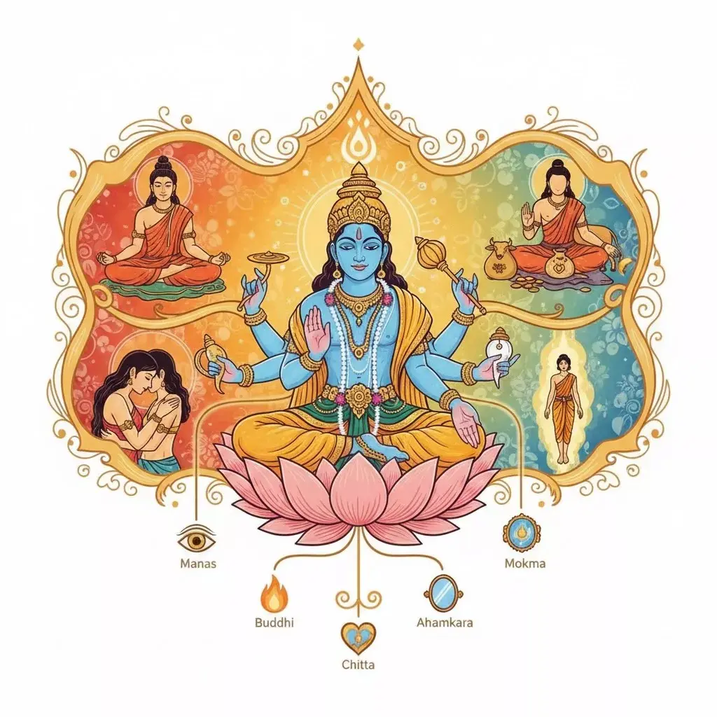 దేవుడికి 4 చేతులు ఎందుకు? చతుర్విధ పురుషార్థాలు &amp; అంతఃకరణ సంకేతాలు — homebanner