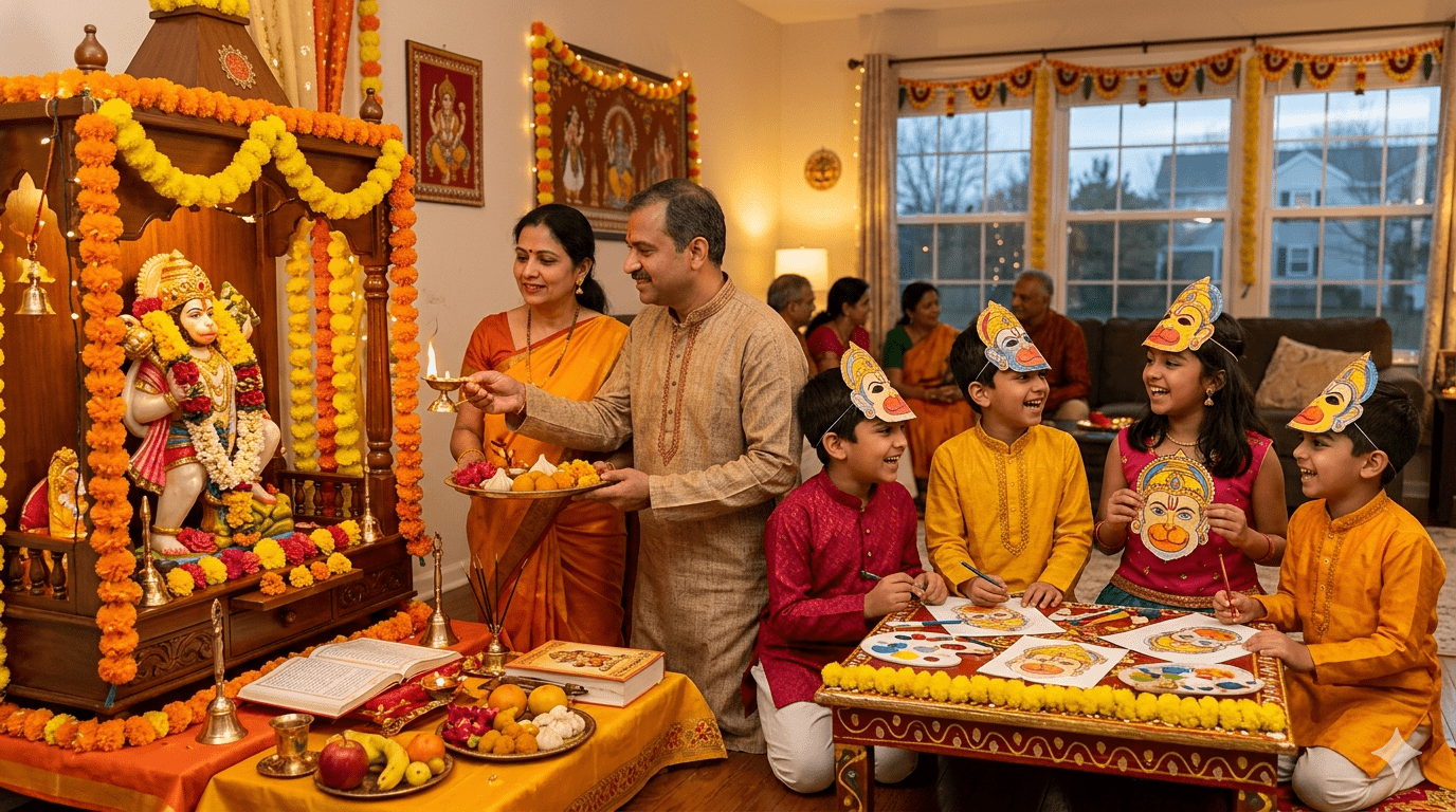 How NRI Families Celebrate Hanuman Jayanti in America: Traditions, Pooja Rituals & Fun Kids Activities for Second-Generation Hindus — Festivals