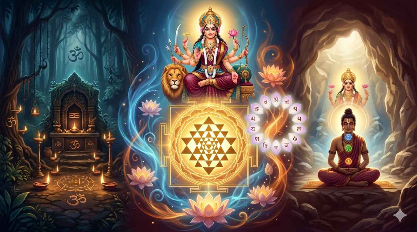 లలితా సహస్రనామం – పంచదశి మంత్రం, కౌలాచారం & సమయాచారం శ్లోకాల వివరణ — homebanner