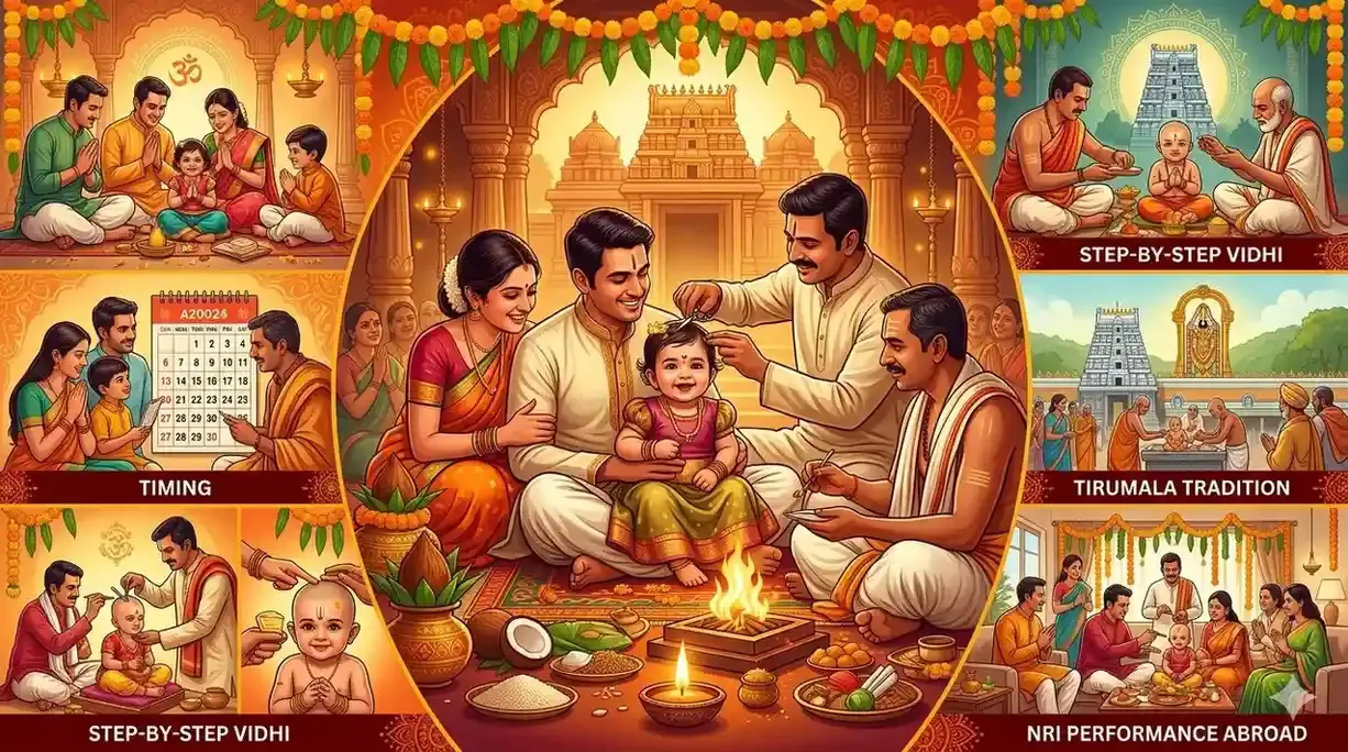 చూడాకరణం (ముండనం) — శిశువు తొలి కేశఖండన సంస్కారం (NRI గైడ్) — ఆధ్యాత్మికత